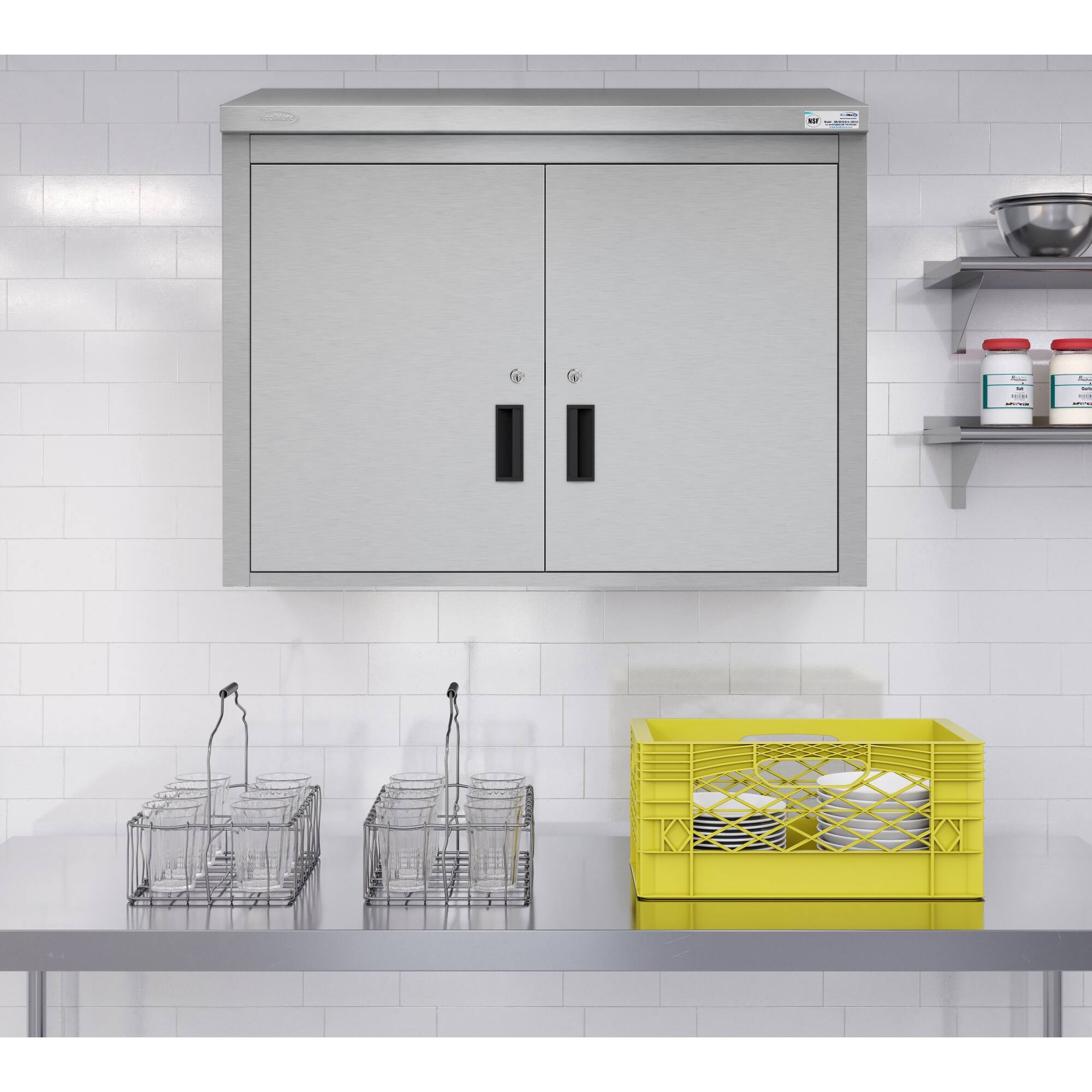 Alt View 1. Koolmore - 36 in. Kitchen Wall Cabinet with Hinged Doors and 2 shelves in Stainless-Steel (KM-WMC-1536-S) - Stainless-Steel.