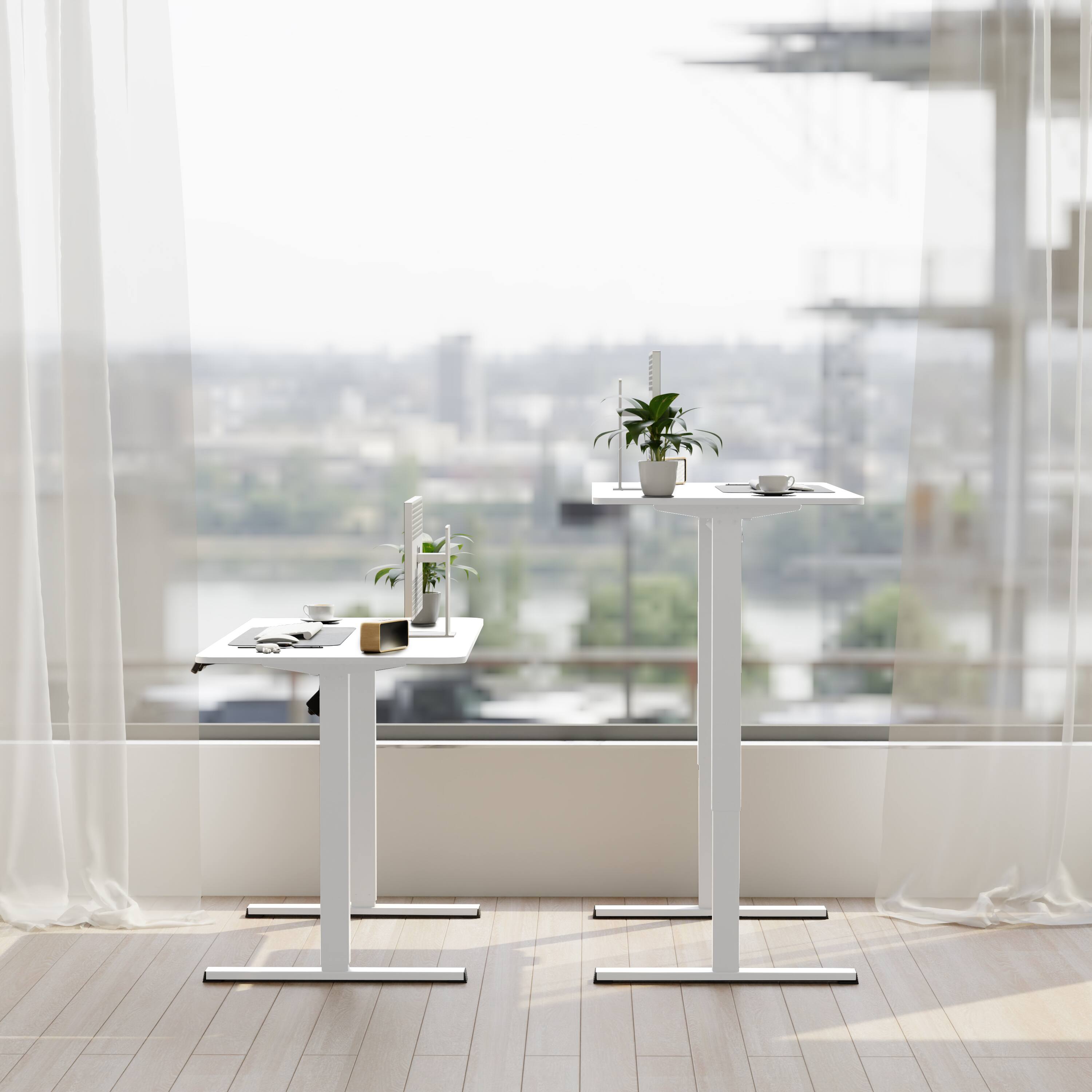 Left. FlexiSpot - EC2 Series 48" x 24" Electric Height-Adjustable Standing Desk - White.