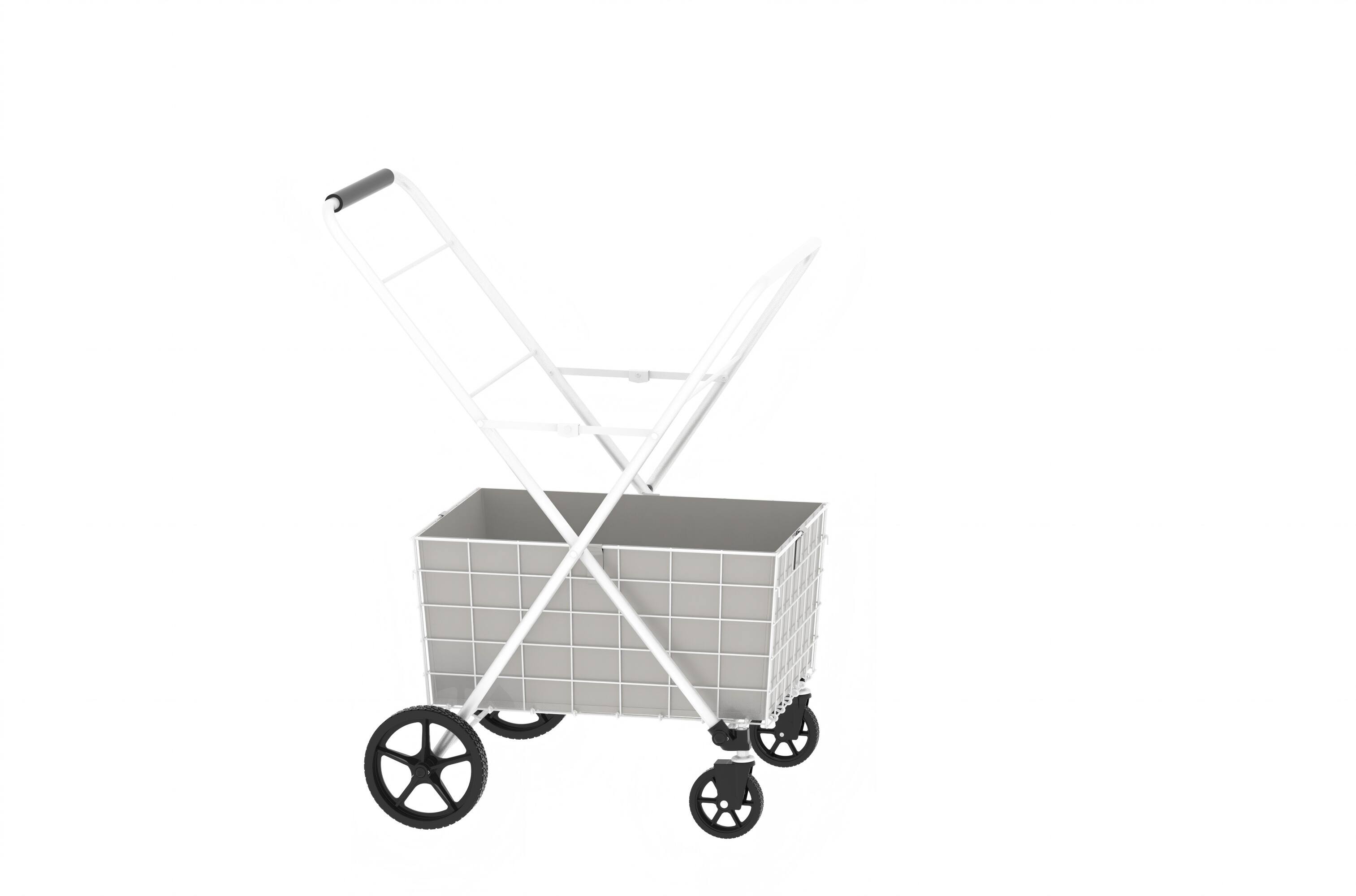 Alt View 9. Glintex - Extra Jumbo Shopping Cart,Foldable Utility Shopping Carts with Double Basket and 360° Rolling Swivel Wheels - White.