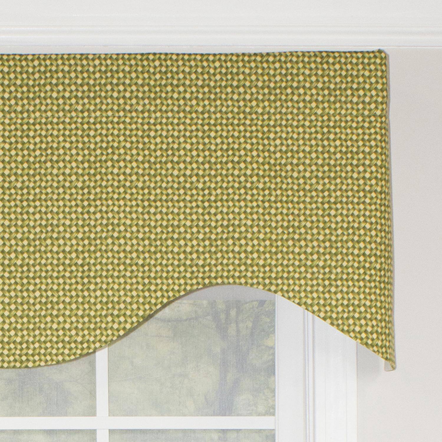 Left. RLF Home - RLF Home Cabana Cornice 100% Cotton with Fully Lined 3" Rod Pocket Valnance for Windows 50" x 17" Sage - Sage.