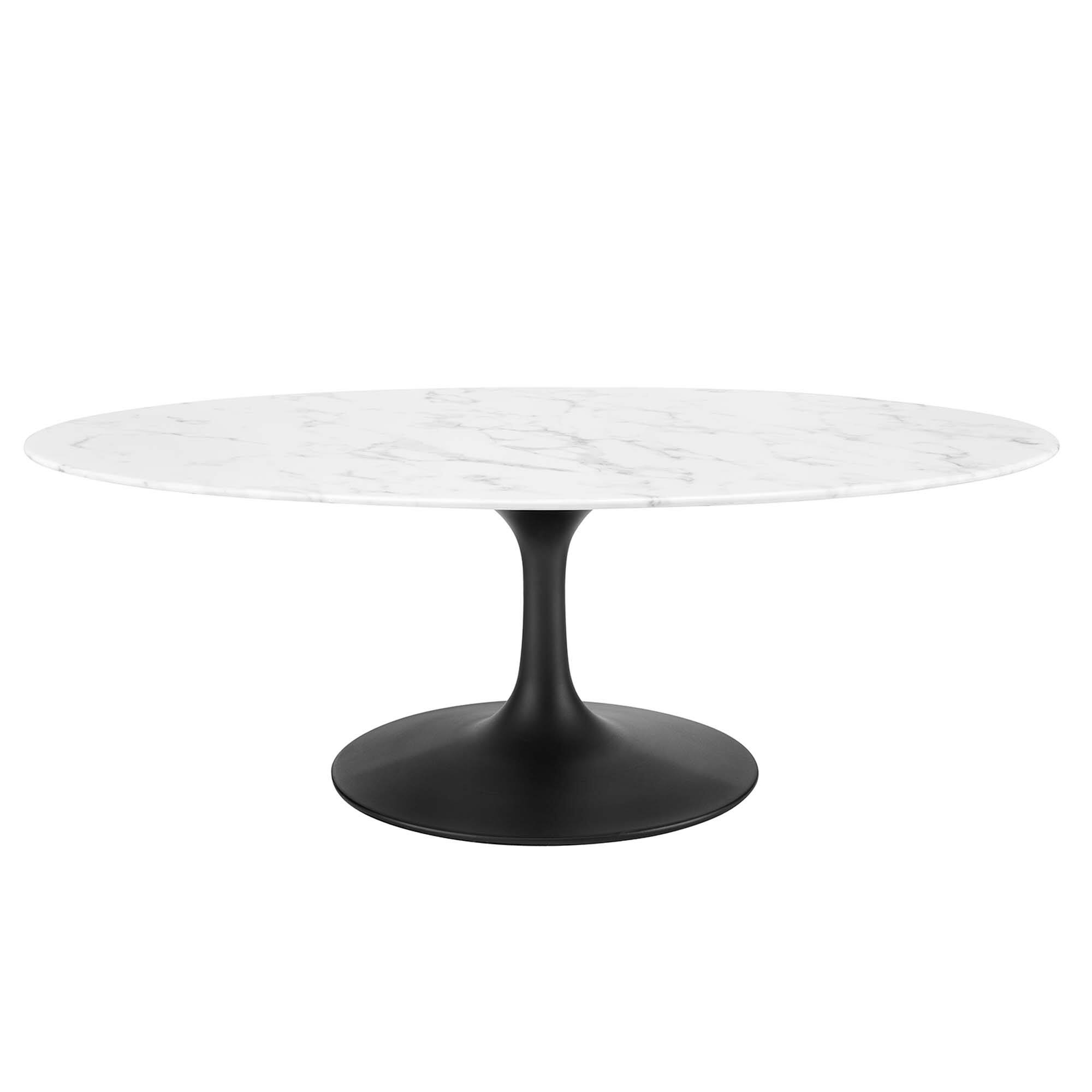 Angle. Modway - Lippa Oval Artificial Marble Coffee Table - Black White.