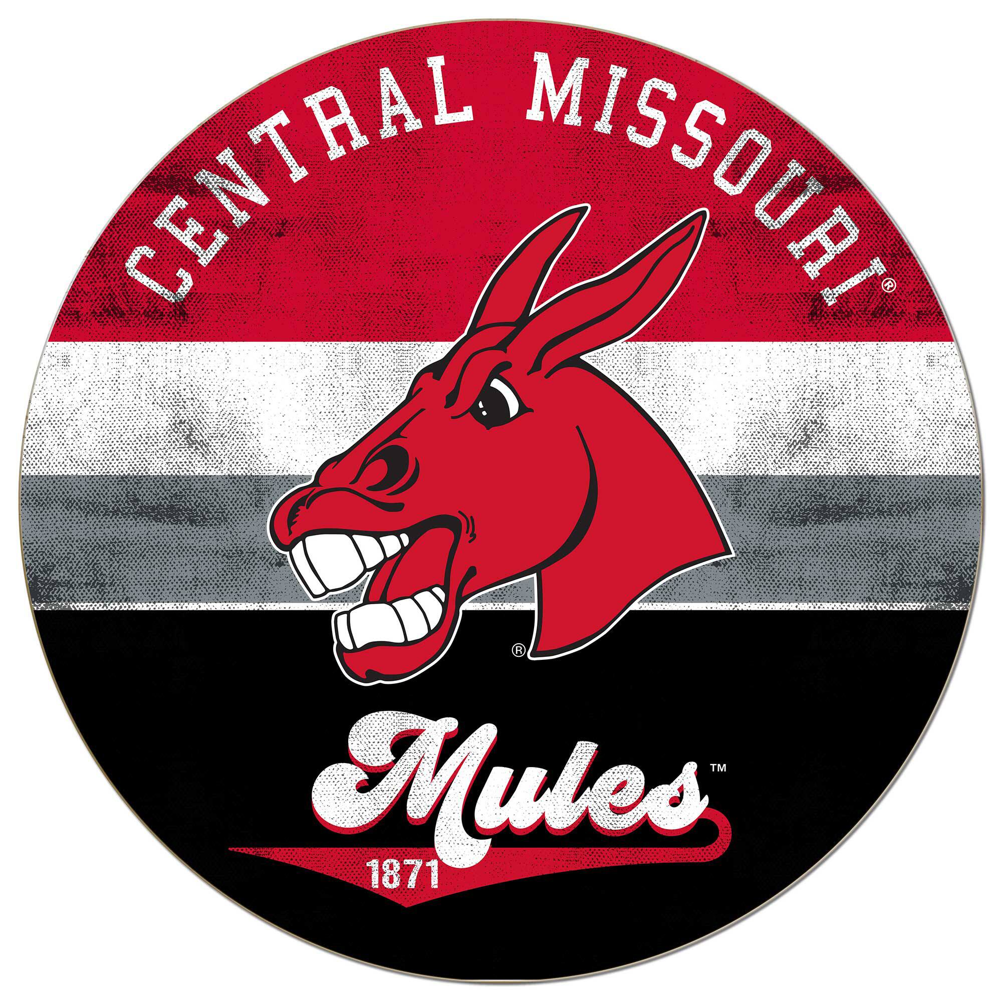 Central Missouri Mules 20'' x 20'' Retro Logo Circle Sign