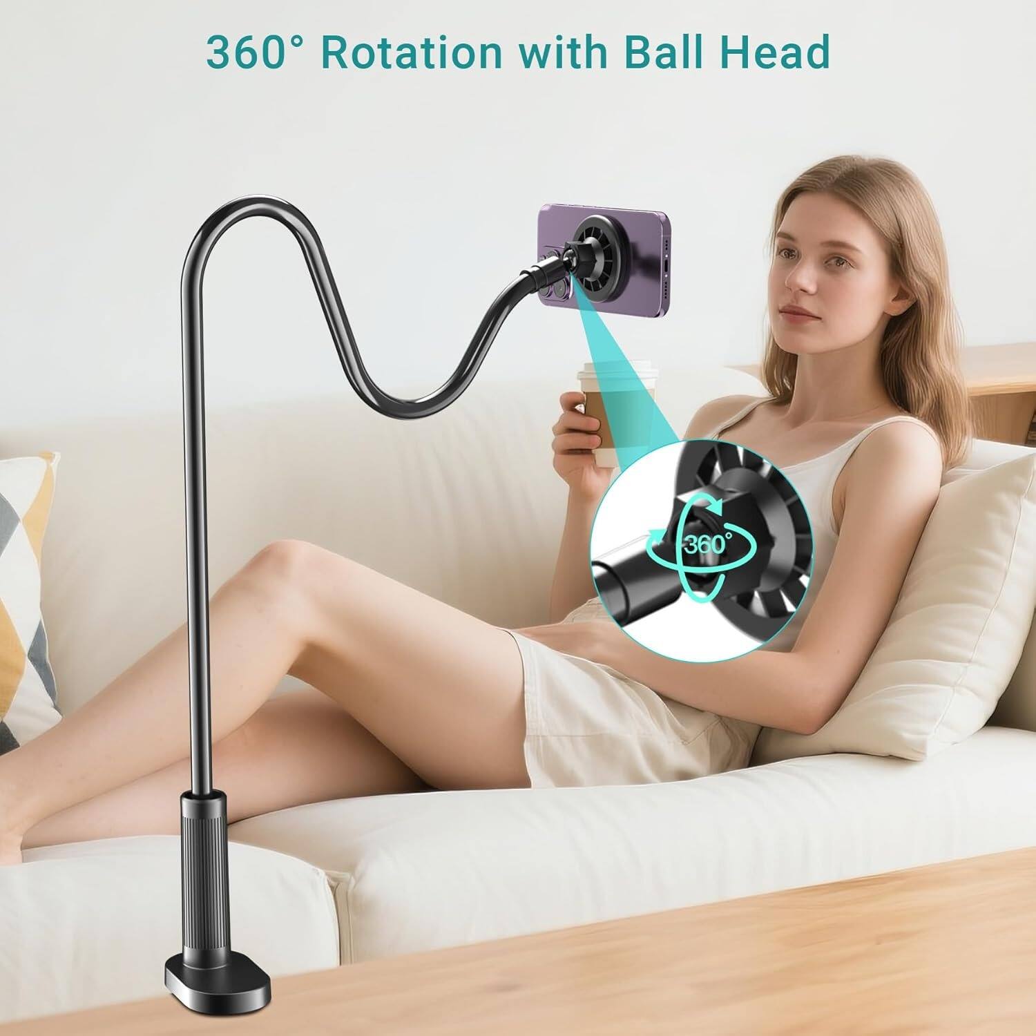 360° Rotation with Ball Head
