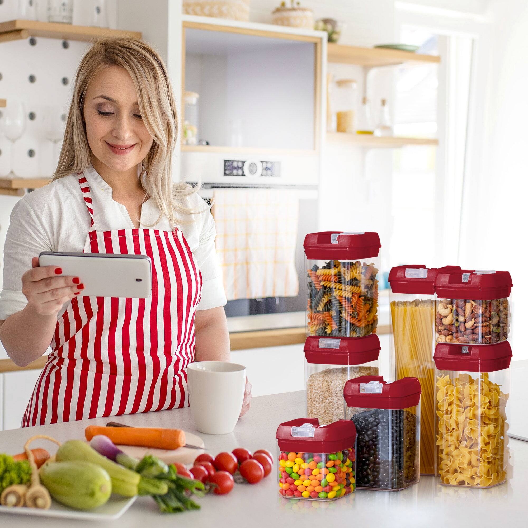 Left. Cheer Collection - Set of 7 Airtight Food Storage Containers- Heavy Duty Pantry - No Color Family.