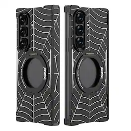 Dteck - Metal Phone Case for Samsung Galaxy Z Fold 8 Ultra, 360° Rotation Kickstand Aluminum Metal Bumper (No Front Cover) - Black