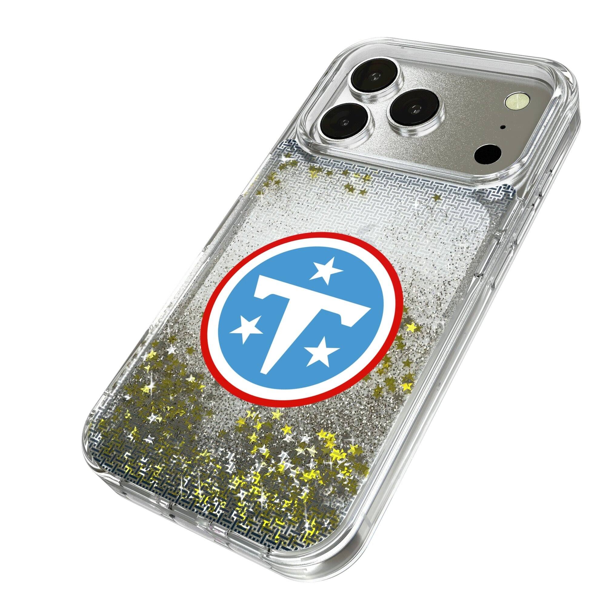 Alt View 1. Keyscaper - Tennessee Titans Linen Logo iPhone Glitter Case - 14 - Multicolor.