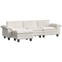 Homcom - Sofa, L Shaped Couch with Deep Seat - Beige