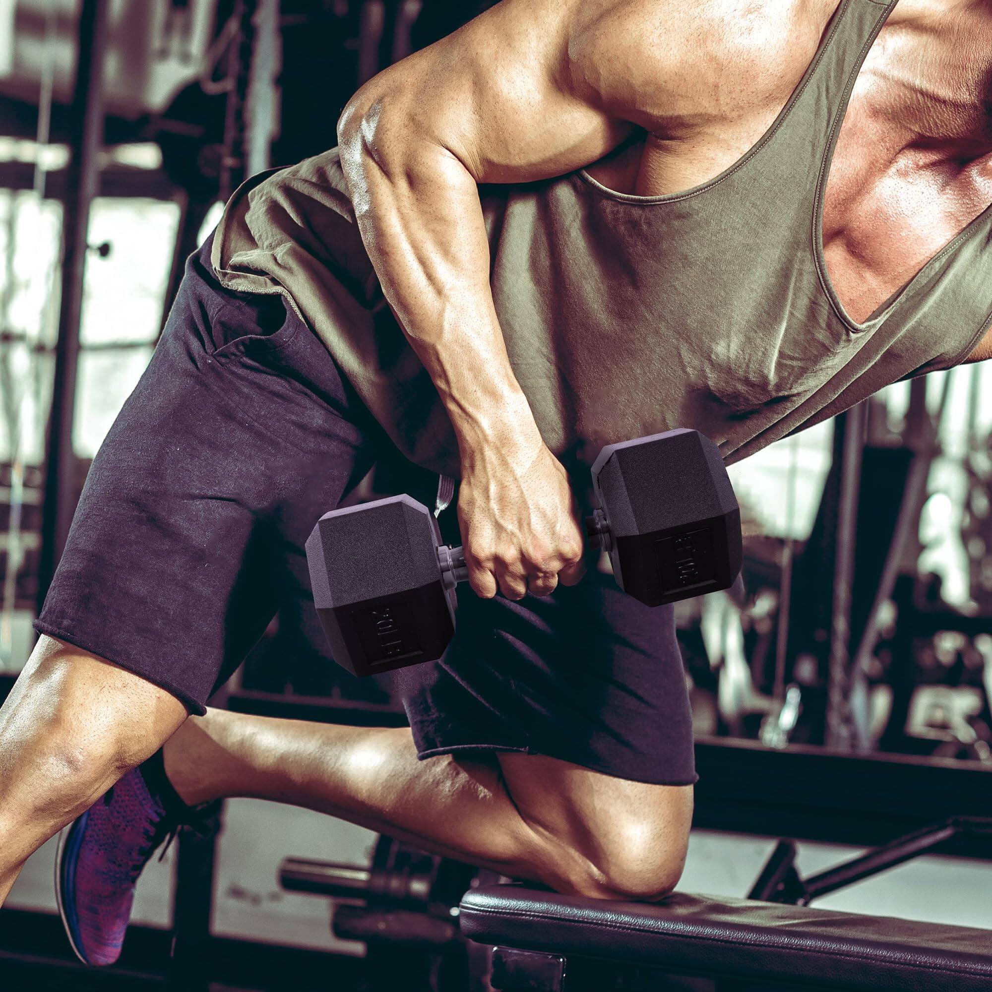 Alt View 5. Alchemy Casas - Hex Dumbbells Rubber Coated Hand Weights For Exercises And Fitness Home Gym Pair p Various Sizes Choices - MULTI.