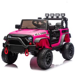 BreeBe - 24V Kids Ride-On Car with Parental Remote, 400W Motor, Suspension, Bluetooth, USB, Music, Safety Belt, Age 3+ - Rose Pink