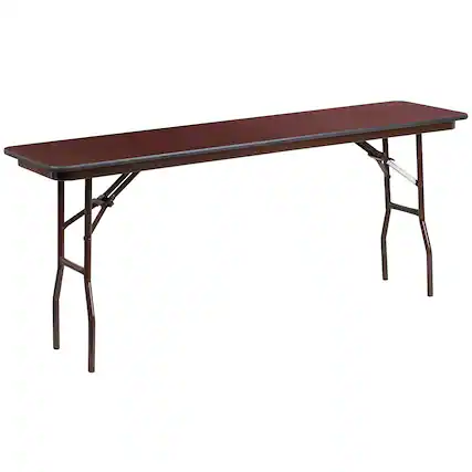 Front. Emma + Oliver - 6-Foot Mahogany Melamine Laminate Folding Training Table - Mahogany.