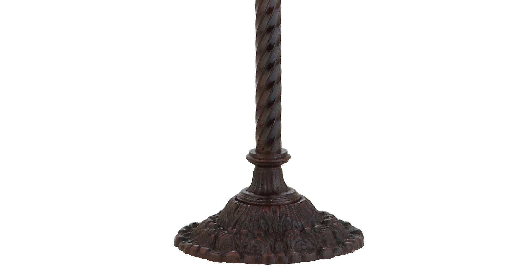 Alt View 3. Jonathan Y - Peacock Tiffany-Style 70" Torchiere LED Floor Lamp, Bronze - Bronze.