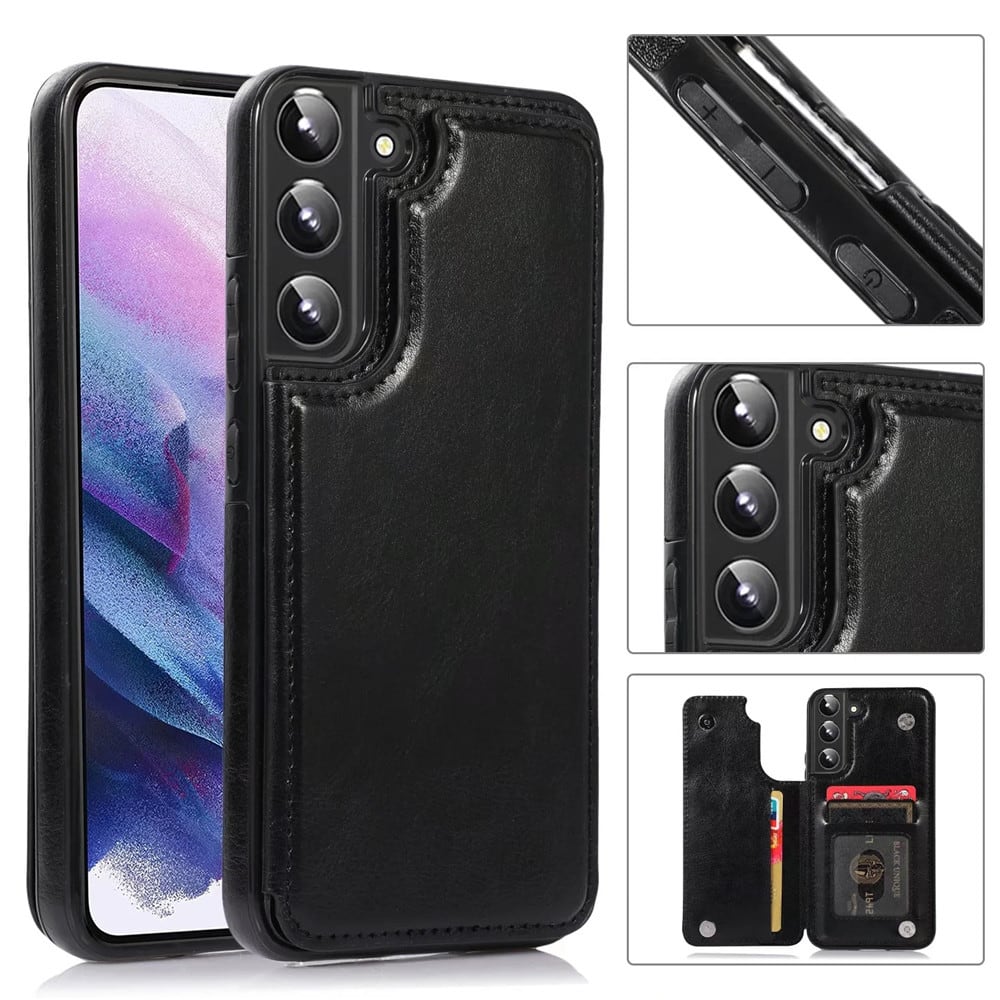 Gravity Ridge - for Samsung Galaxy S24 Wallet Case w/Card Holder PU Leather Kickstand Card Slots Shockproof Rugged Cover Flip Case - Black