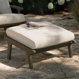 Saratoga Outdoor Patio Teak Ottoman by Modway - Weathered Gray White