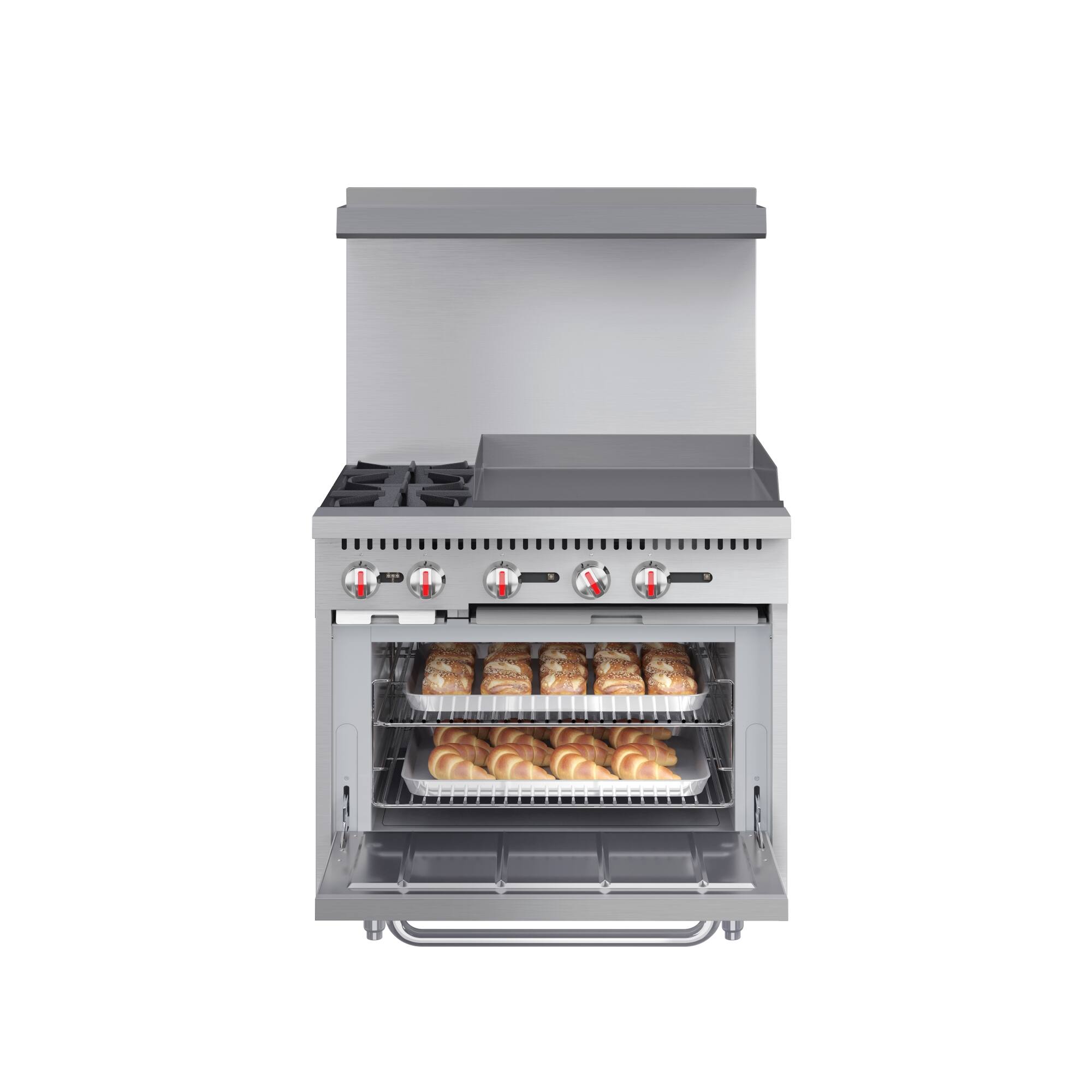 Angle. Koolmore - 36 in. 2 Burner Commercial Natural Gas Range with 24 in. Griddle in Stainless-Steel (KM-CRG36-NG) - Stainless Steel.