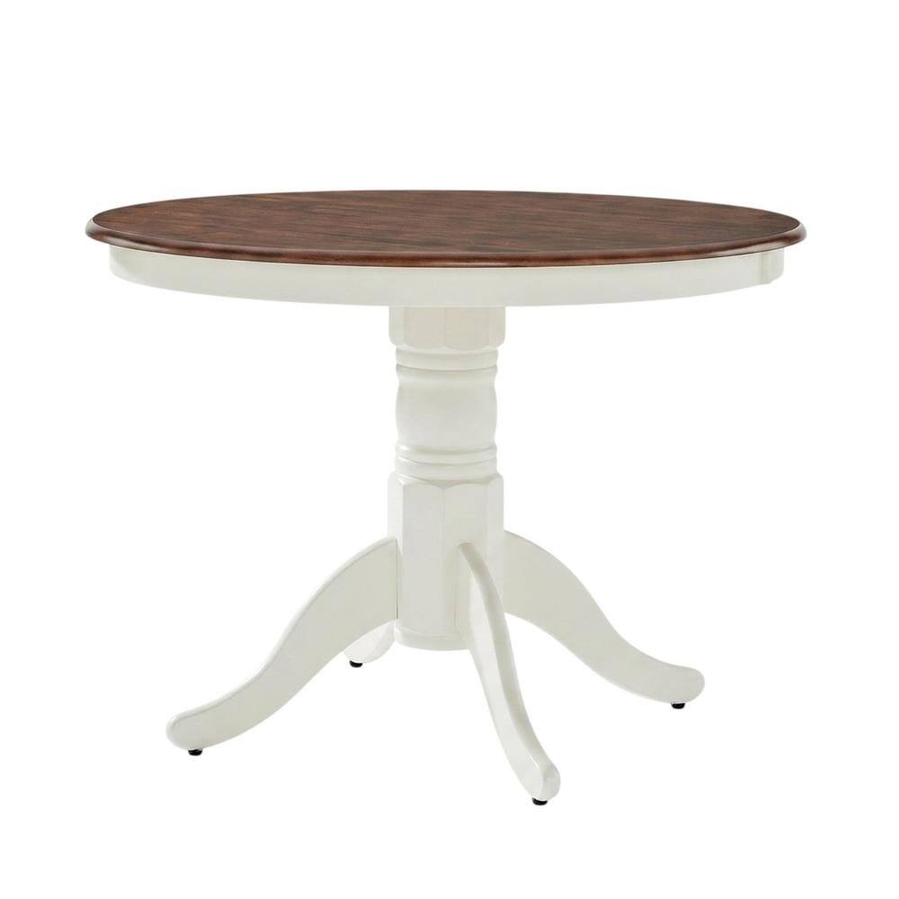 Back. FurniFact - Distressed White Round Dining Table - Distressed White.
