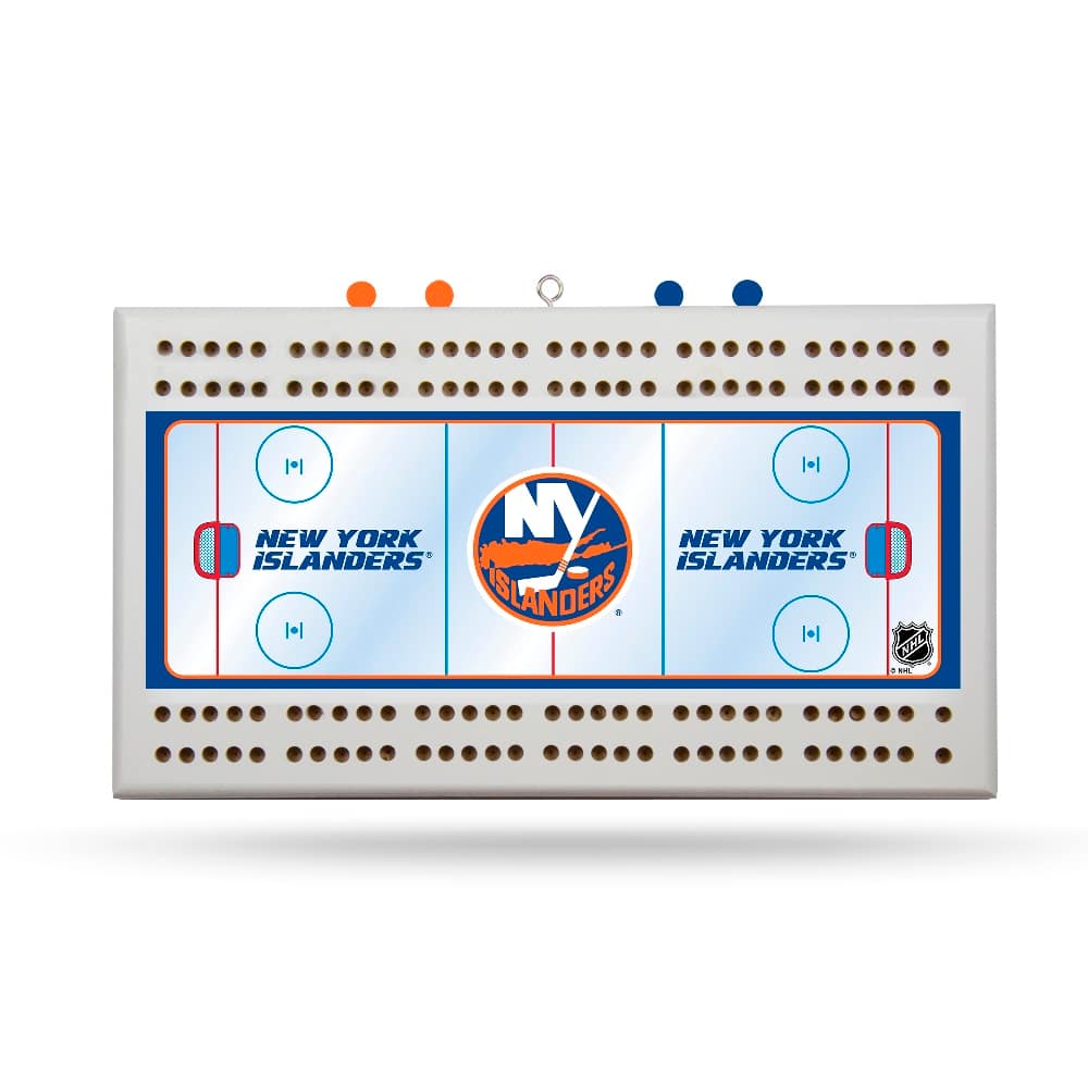 Rico Industries - New York Islanders NHL Classic 2 Track Wooden Cribbage Board with Rink look & Logo - Multi