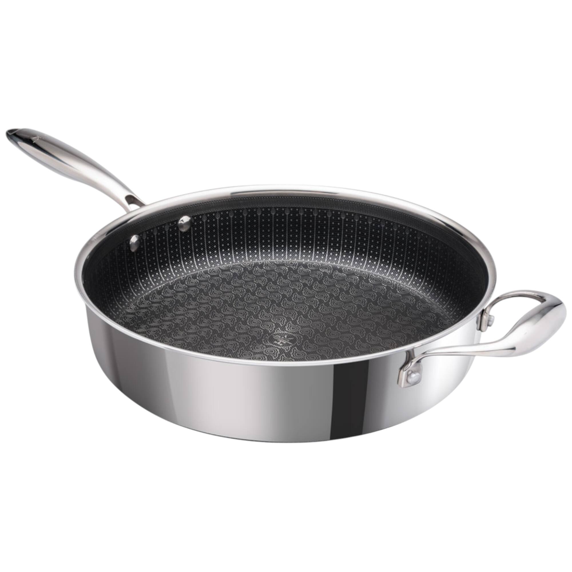 Back. Hell's Kitchen - Hell's Kitchen Hybrid 4-Quart Saute Pan and Lid - Stainless Steel.