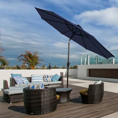 9 foot lighted patio umbrella PURPLE LEAF 9x12ft with Solar Lights, Rectangular Patio Umbrella, Yard Umbrellas, Navy Blue You dont need to close your patio umbrella the moment the sun goes down Sonkuki 9-Feet Steel Blue Push-button