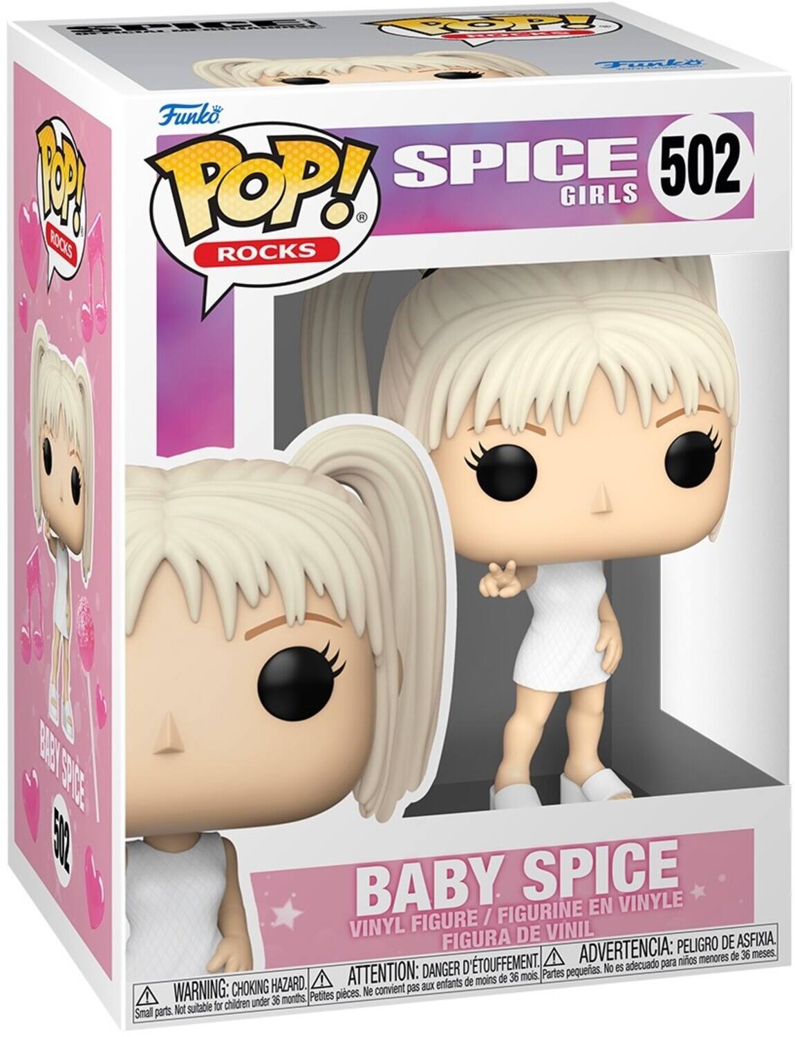 Funko POP! ROCKS SPICE GIRLS 502 BABY SPICE VINYLE FIGURINE EN VINYLE / VINYL DE VINIL FIGURA ADVERTENCIA: PELIGRO DE ASFIXIA. menores de 36 meses D'TOUFFEMENT. adecuado para nios DANGER petites. No es HAZARD. ATTENTION: aux enfants de moins de 36 mois. Partes WARNING: CHOKING Petites pices. Ne convient pas for children under 36 months Small parts. Not suitable