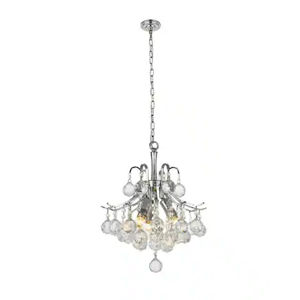 Front. Elegant Lighting - Toureg 3 light Chrome Pendant Clear Royal Cut Crystal - Chrome.