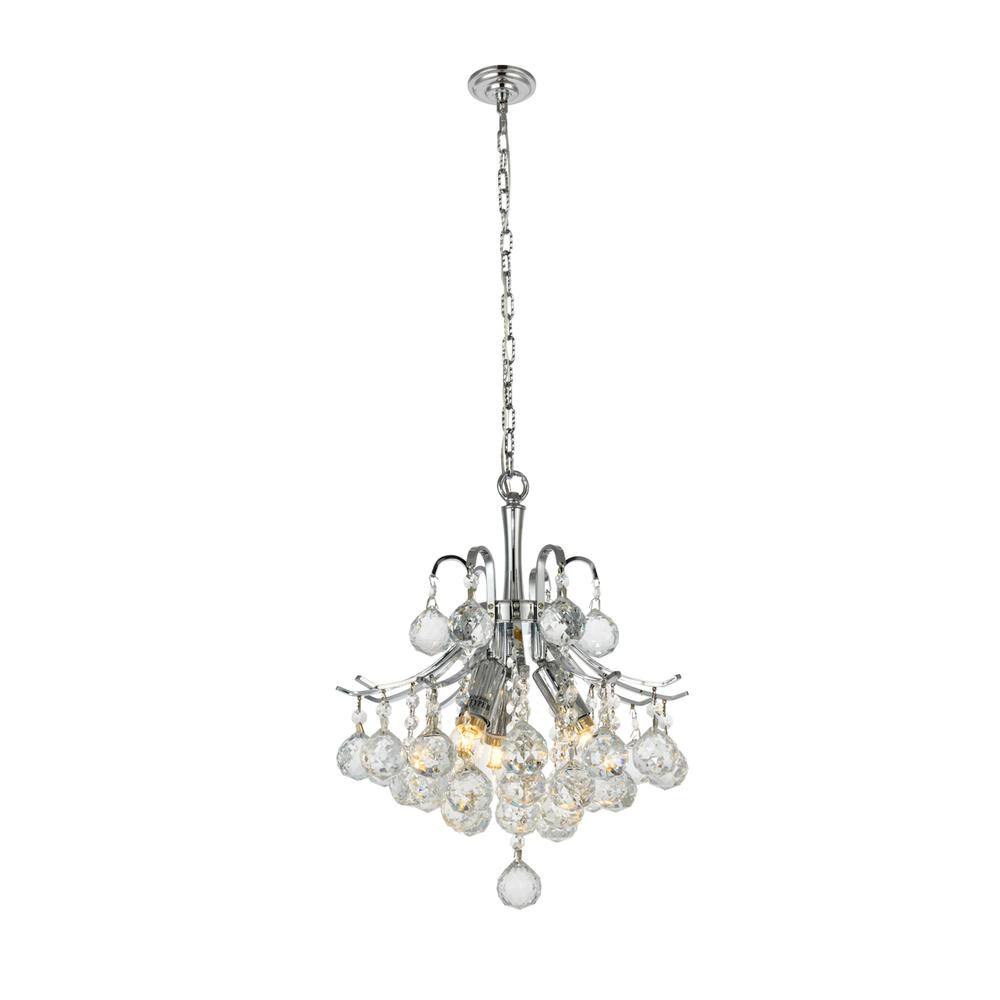 Front. Elegant Lighting - Toureg 3 light Chrome Pendant Clear Royal Cut Crystal - Chrome.