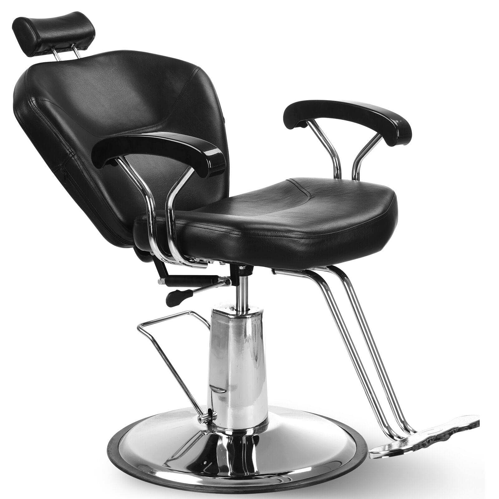 Winado - Professional Heavy Duty Hydraulic Reclining Barber Chair 360° Salon Styling Chair with Removable Headrest for Beauty Spa - Black