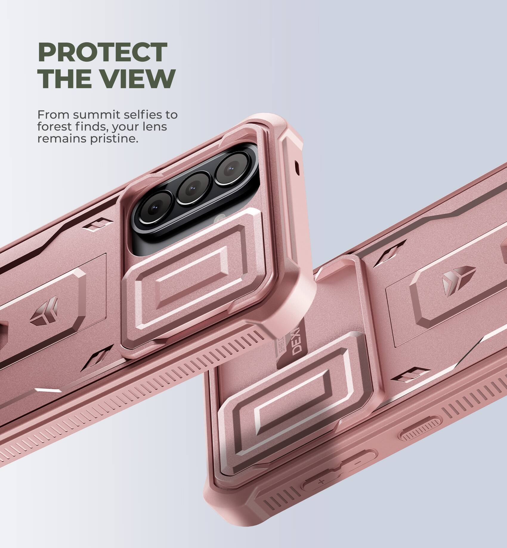 PROTECT THE VIEW  
From summit selfies to forest finds, your lens remains pristine.  
SHIELD EX
