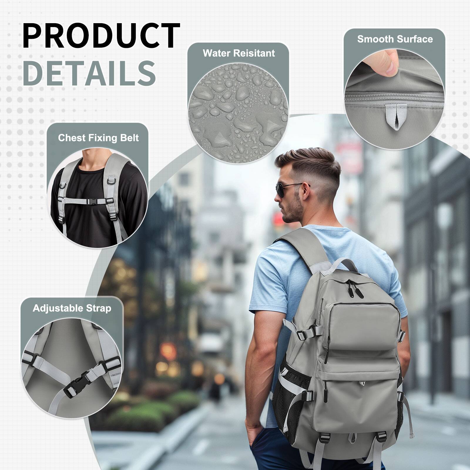 PRODUCT DETAILS  
- Water Resistant  
- Smooth Surface  
- Chest Fixing Belt  
- Adjustable Strap