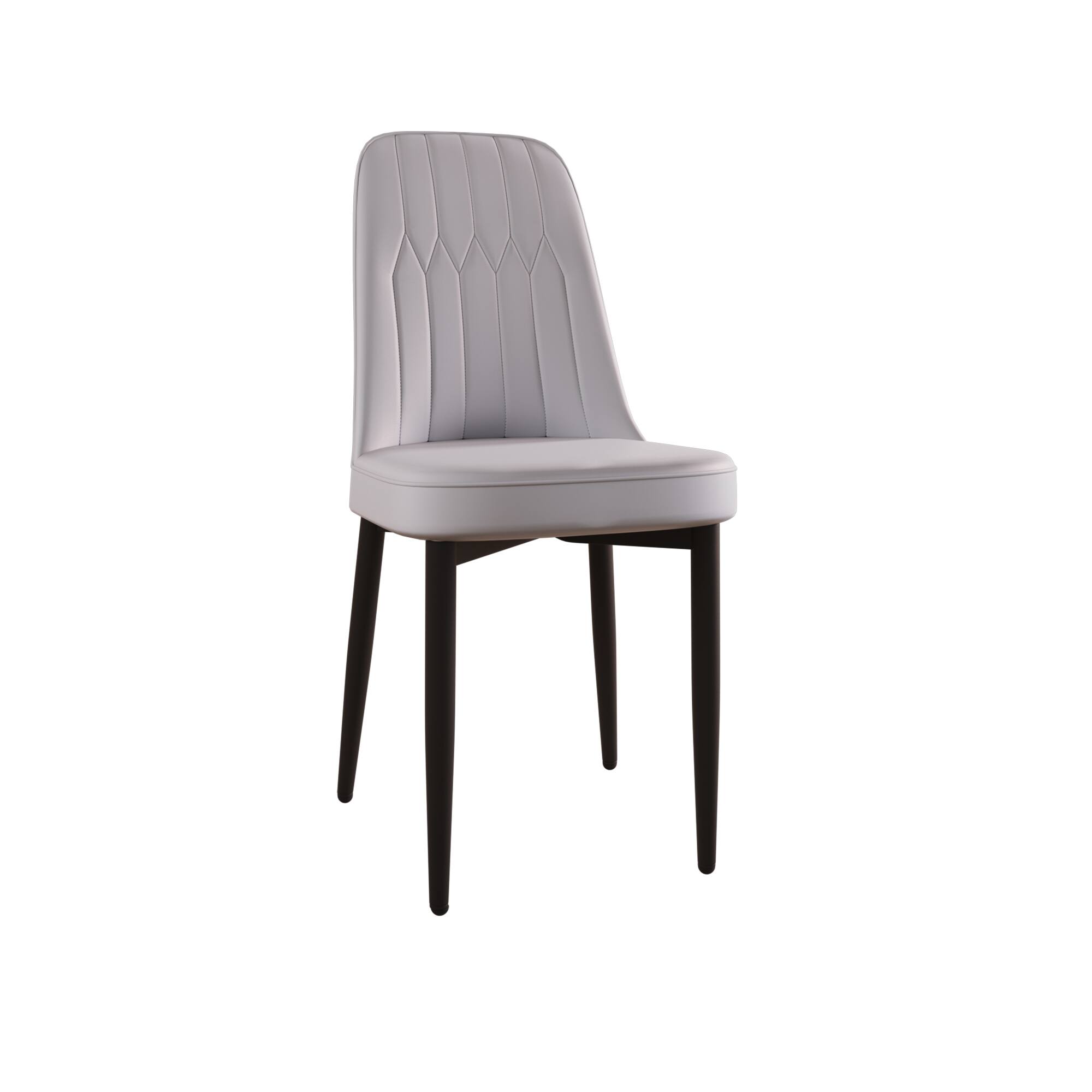 Alt View 9. Tiramisubest - Modern Set of 2 Dining Chairs with High-Quality PU Leather and Cushions, Black Metal Legs, Grey - Gray.
