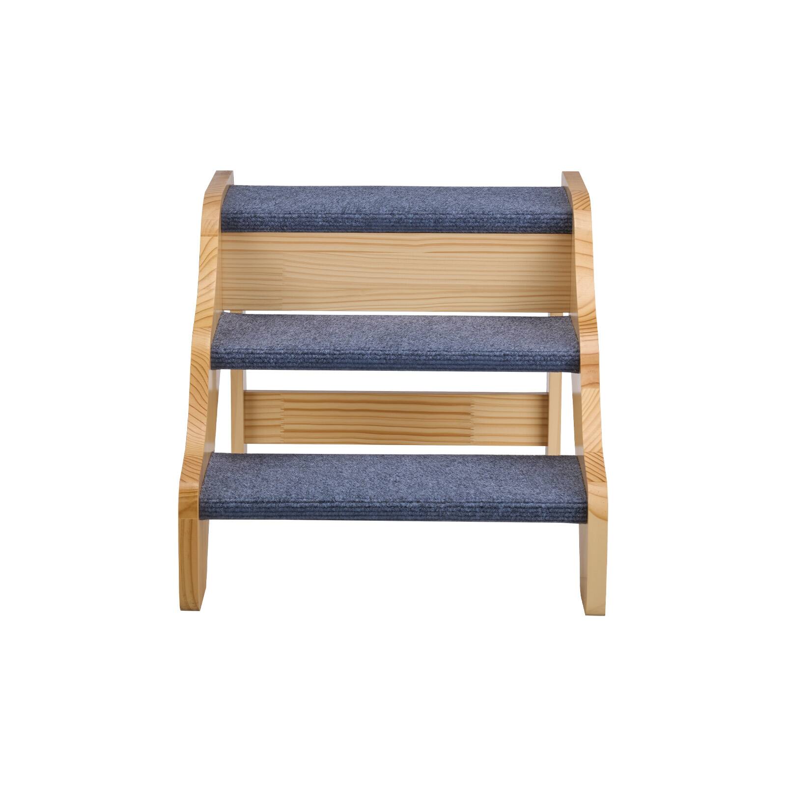 Alt View 5. VEVOR - Wood Pet Stairs, 3-Step Dog Stairs for High Beds, Sofa & Cars, 150lbs Load Capacity, Non-Slip Surface - Wood color.