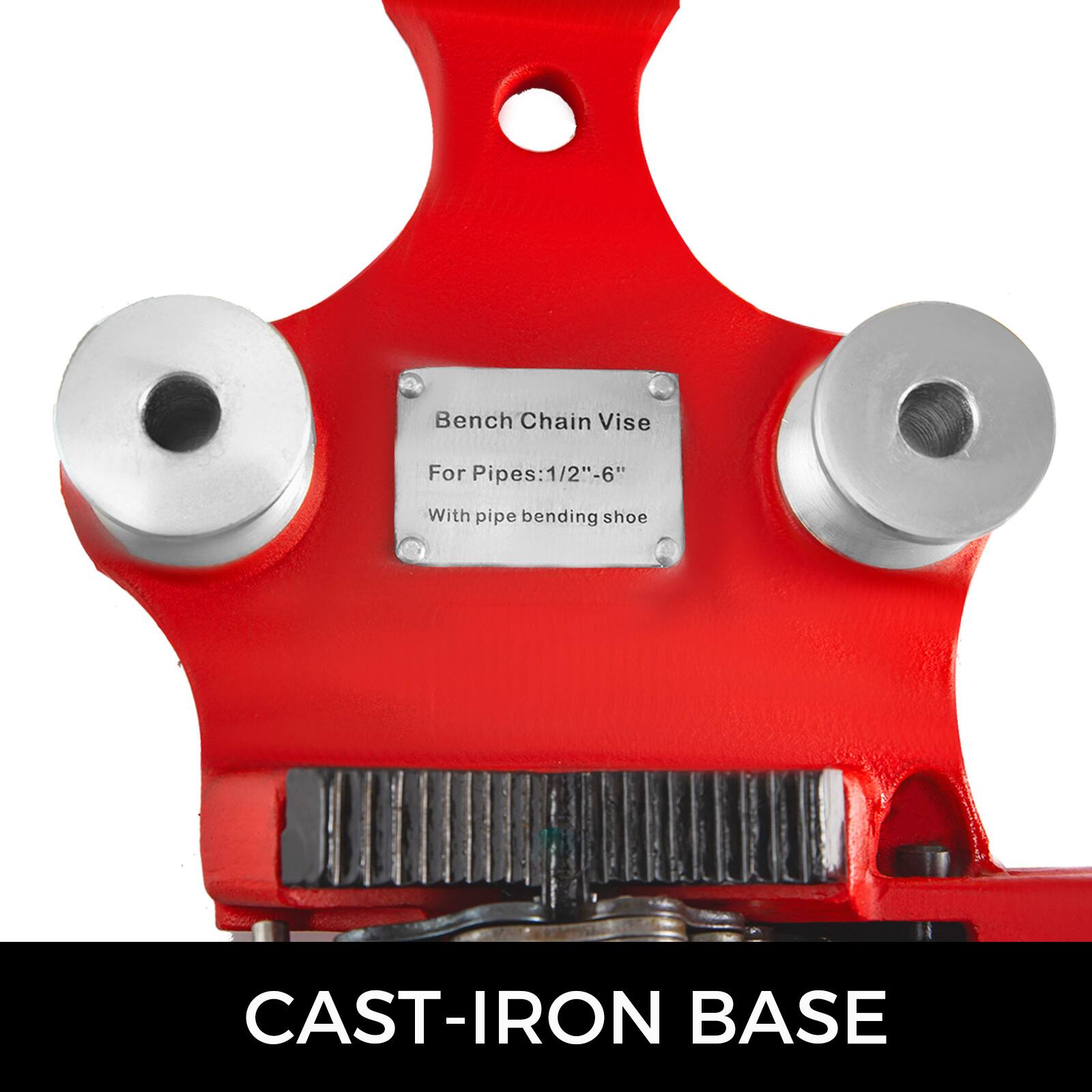 Bench Chain Vise For Pipes: 1/2" - 6" With pipe bending shoe CAST-IRON BASE