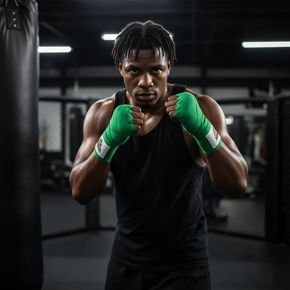 Alt View 6. Amber Sporting Goods - Amber Fight Gear Mexican Style 200" Handwrap, MMA/Boxing, Green, 2 Pairs - Green.