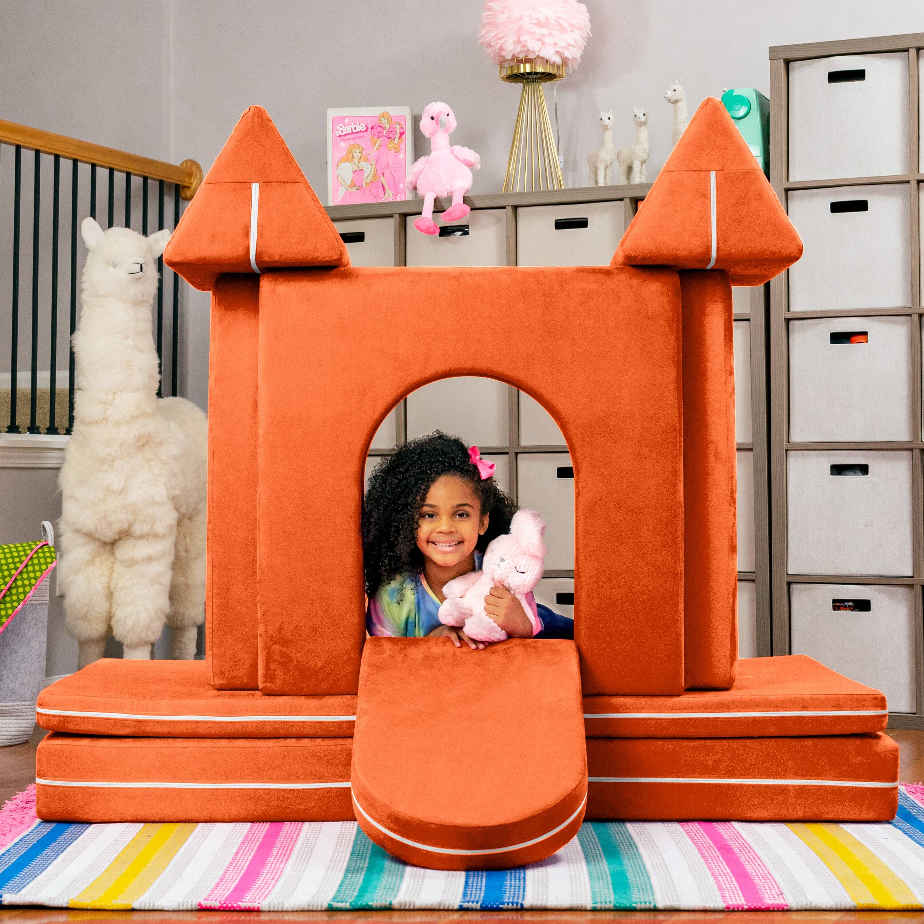 Angle. Jaxx - Jaxx Zipline Playscape Castle Gate - Playtime Furniture for Imaginative Kids, Mandarin - Mandarin.
