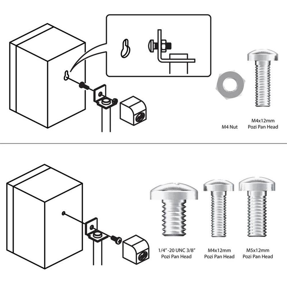 M4 Nut  
M4x12mm Pozi Pan Head  
1/4" -20 UNC 3/8" Pozi Pan Head  
M4x12mm Pozi Pan Head  
M5x12mm Pozi Pan Head