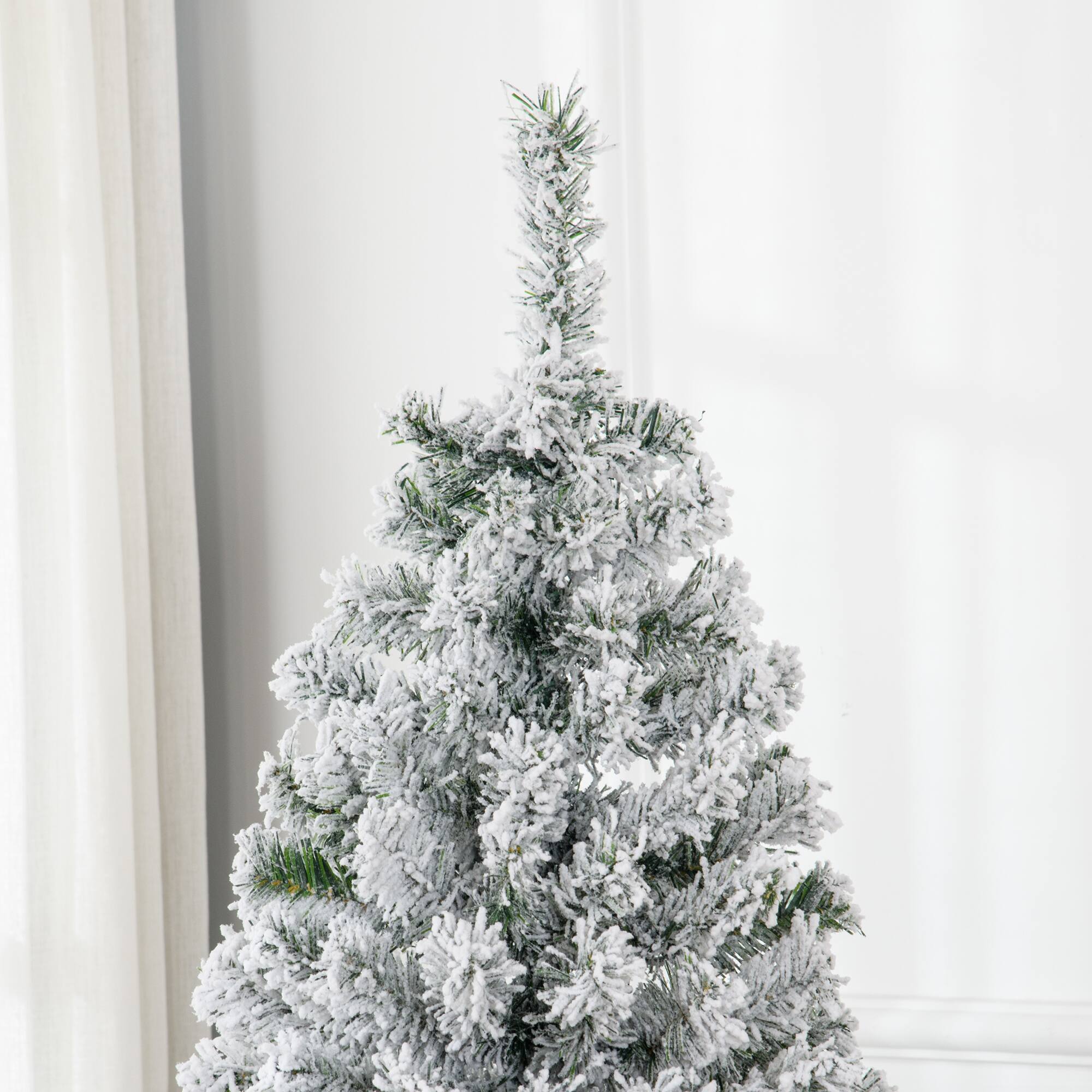 Alt View 8. Homcom - Prelit Snow Flocked Artificial Christmas Tree, 638 Branches 220 Warm White LEDs - Green.