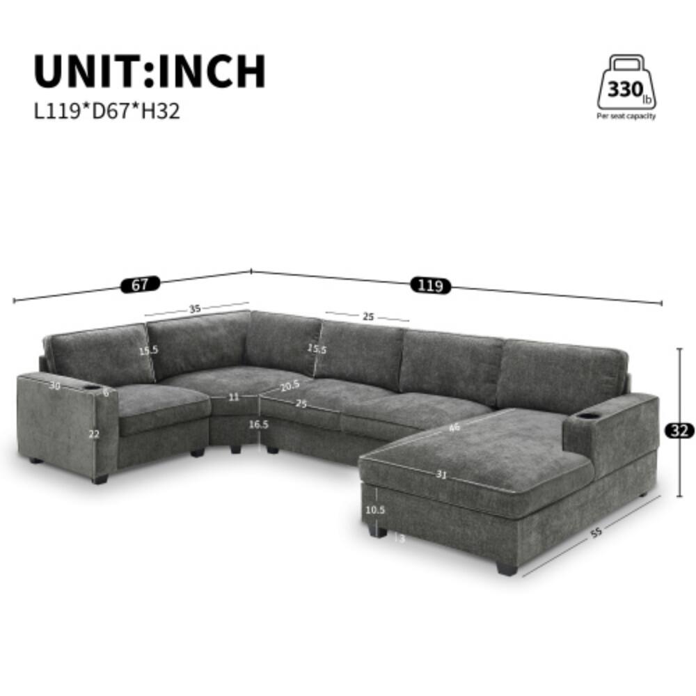 UNIT: INCH  
L119*D67*H32  

330 lb Per seat capacity  

67  
35  
25  
119  
15.5  
15.5  
30  
6  
11  
20.5  
25  
22  
16.5  
46  
32  
31  
10.5  
55