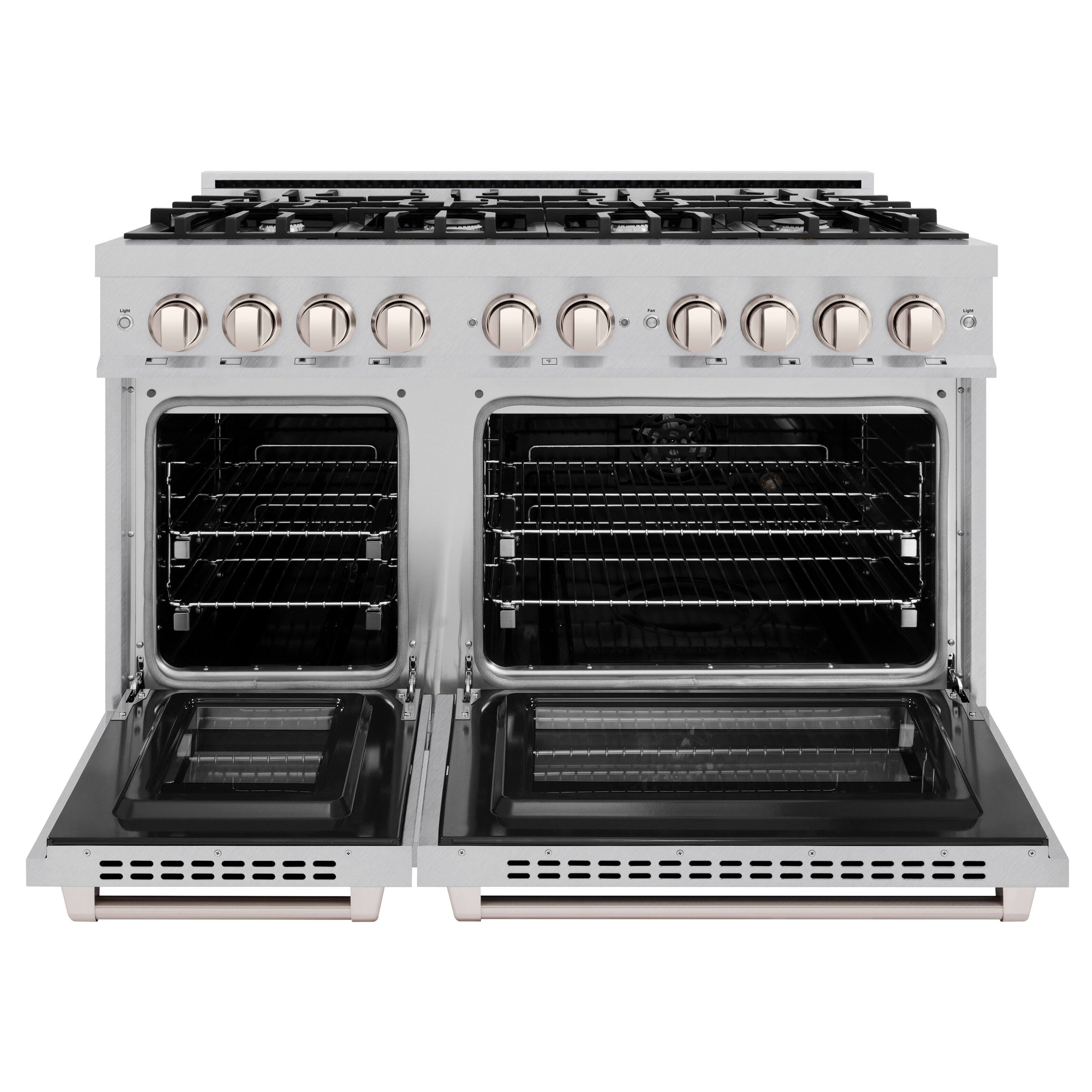 Left. ZLINE - ZLINE 48 in. Select Double Oven Dual Fuel Range with 8 Burners (HDRS-48) - Stainless Steel.