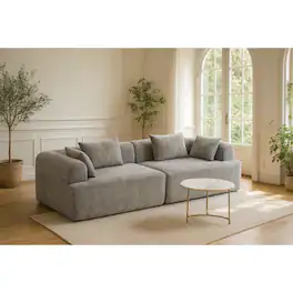 Kadyn - 96" Full-Foam Modular Sectional Sofa, 2-Piece Boucle Cloud Couch, Compressed Shipping - Gray