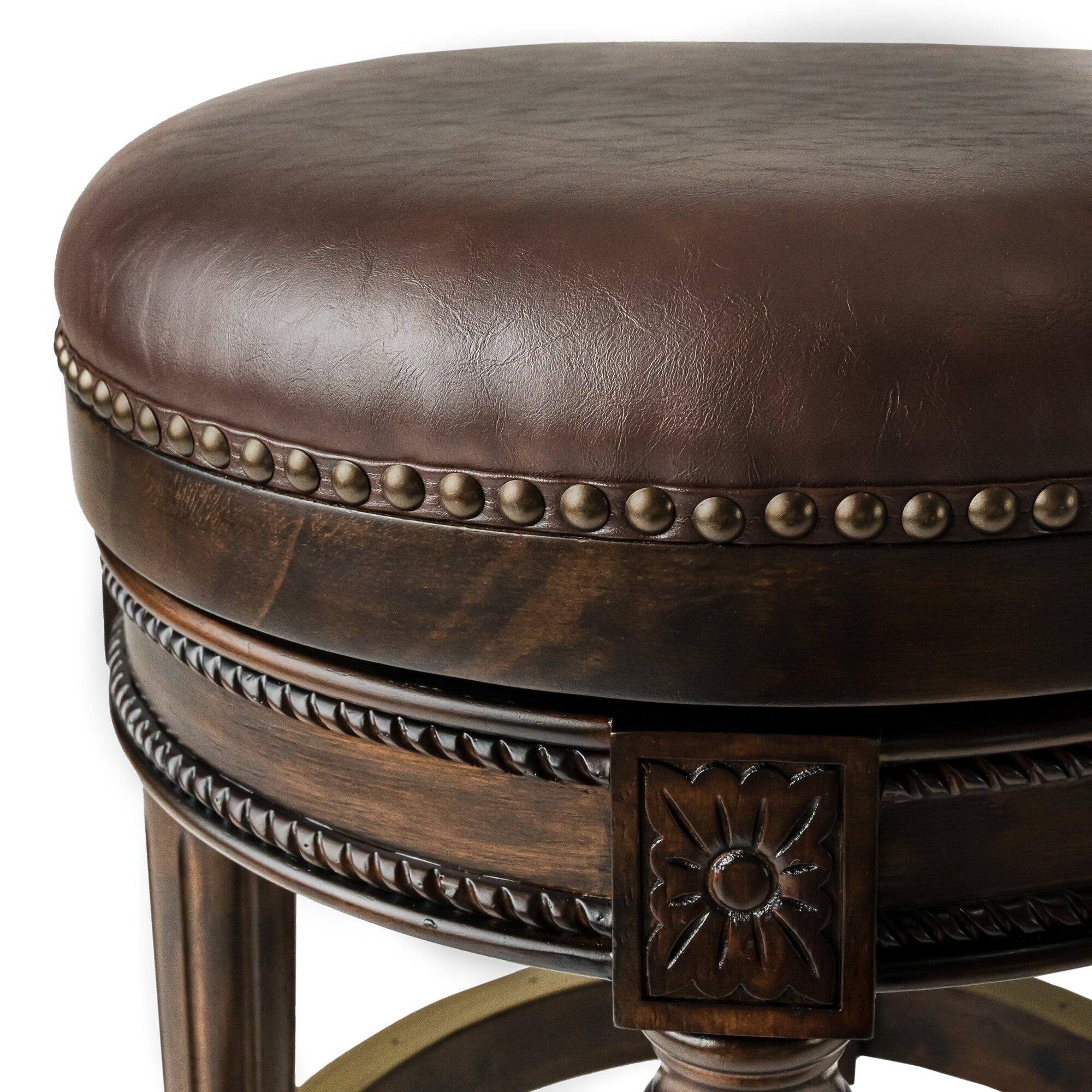 Alt View 6. Maven Lane - 31" Pullman Backless Bar Stool In Dark Walnut Finish With  Vegan  Leather - Dark Walnut.