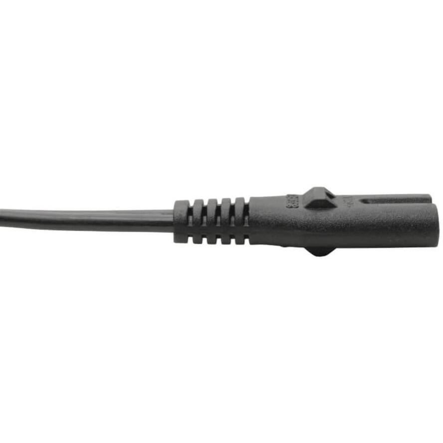 Alt View 2. Tripp Lite - Eaton Tripp Lite Series 2-Slot Non-Polarized Replacement Power Cord, 1-15P to C7 - 10A, 120V, 18 AWG, 6 ft. (1.83 m) - Black.