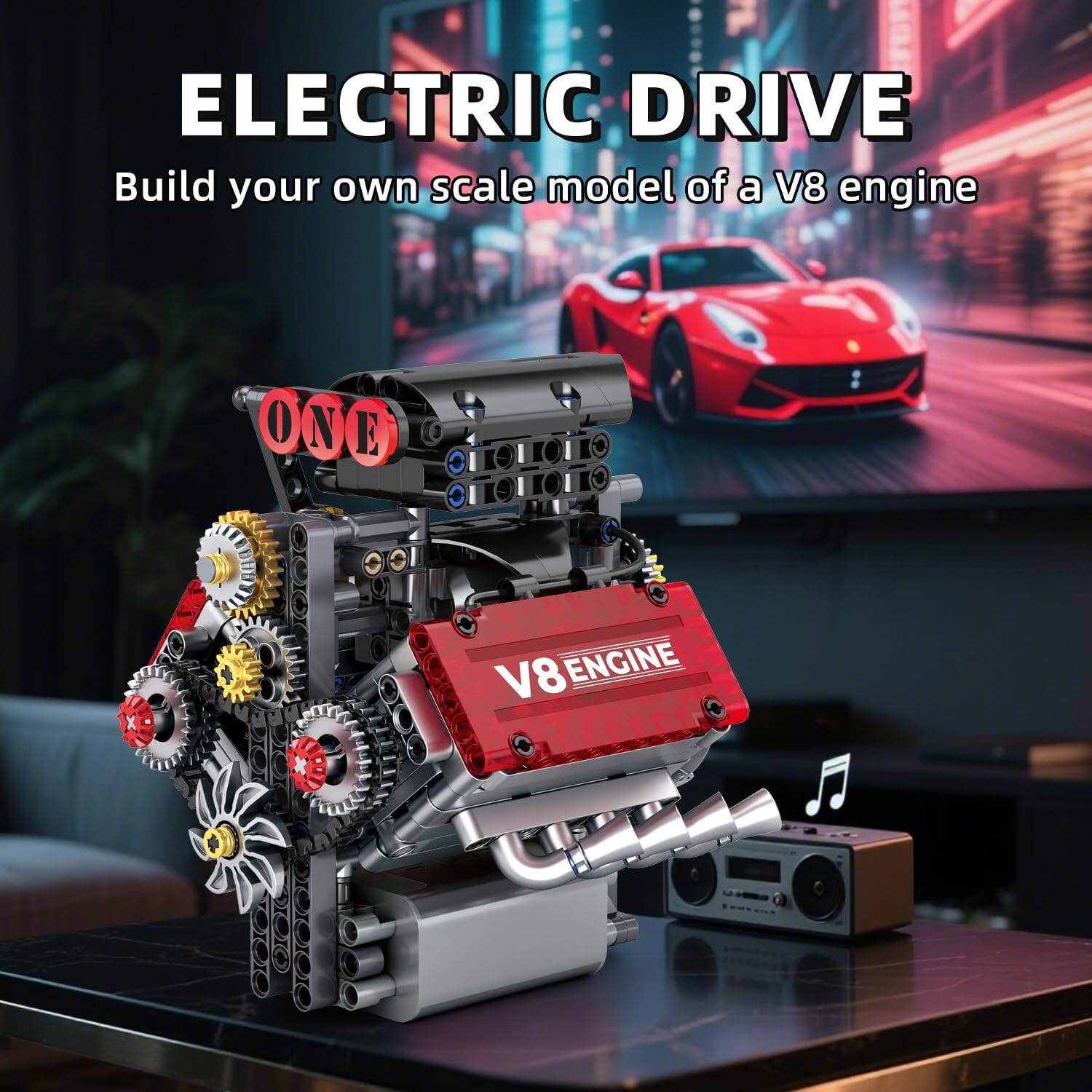 ELECTRIC DRIVE  
Build your own scale model of a V8 engine  

ONE  
V8 ENGINE