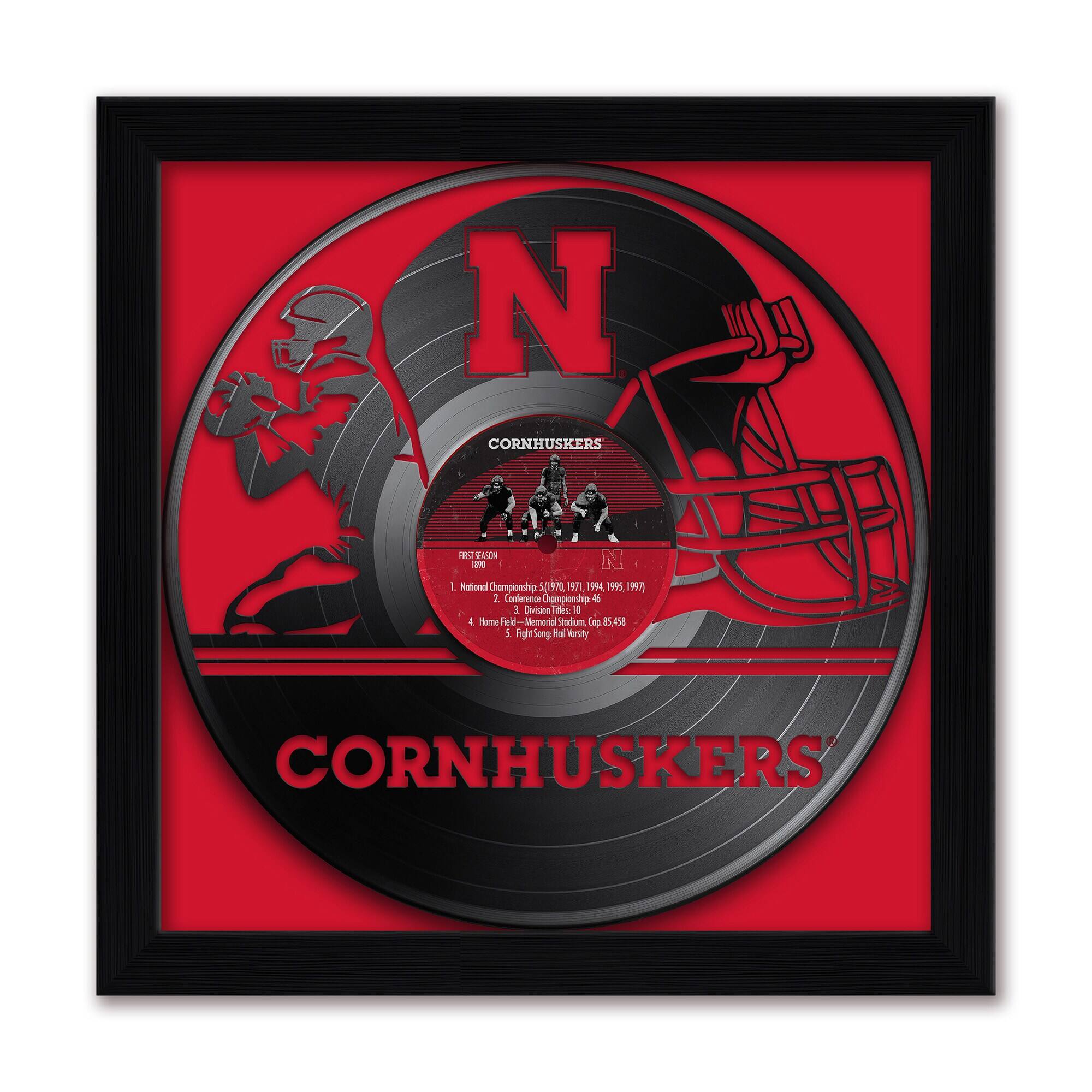 Nebraska Huskers Framed 13" x 13" Vinyl Record Art Print