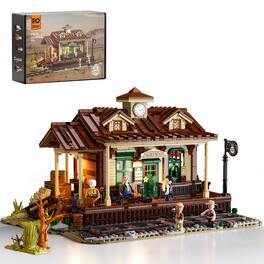 Lumibricks - Steampunk Train Station Lighting Building Set, 1843 Pieces LED Display Model Kit for Ages 16+