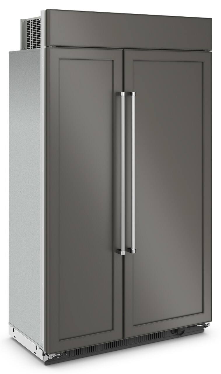 Angle. KitchenAid - 30 Cu. Ft. Side-by-Side Refrigerator with Under-Shelf Prep Zone - Custom Panel Ready.