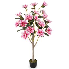 Costway - 1 PCS 51" Artificial Magnolia Tree with Elegant PEVA Leaves Multi-branch Trunks - Green,White,Pink