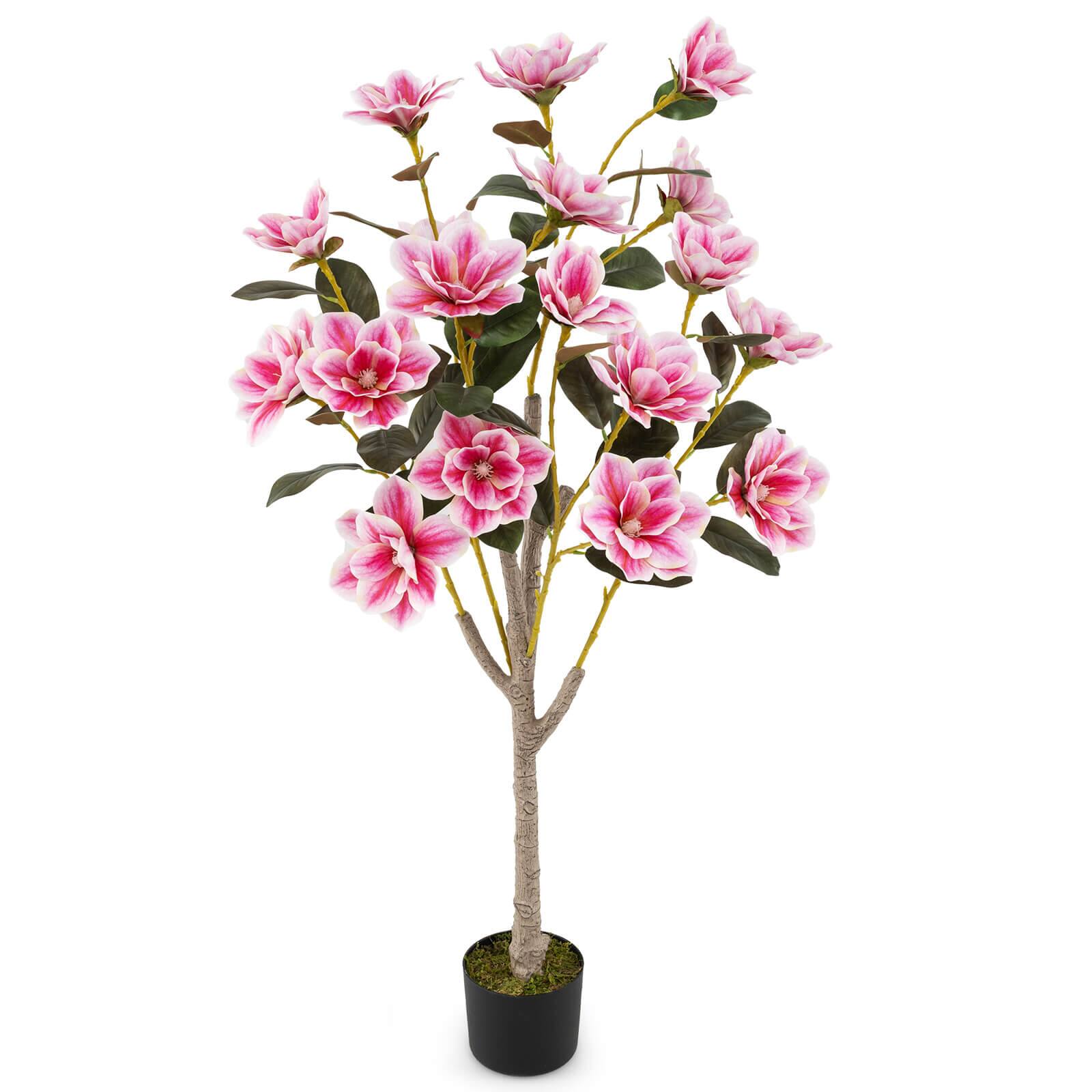 Front. Costway - Costway 1 PCS 51" Artificial Magnolia Tree with Elegant PEVA Leaves Multi-branch Trunks - Green,White,Pink.
