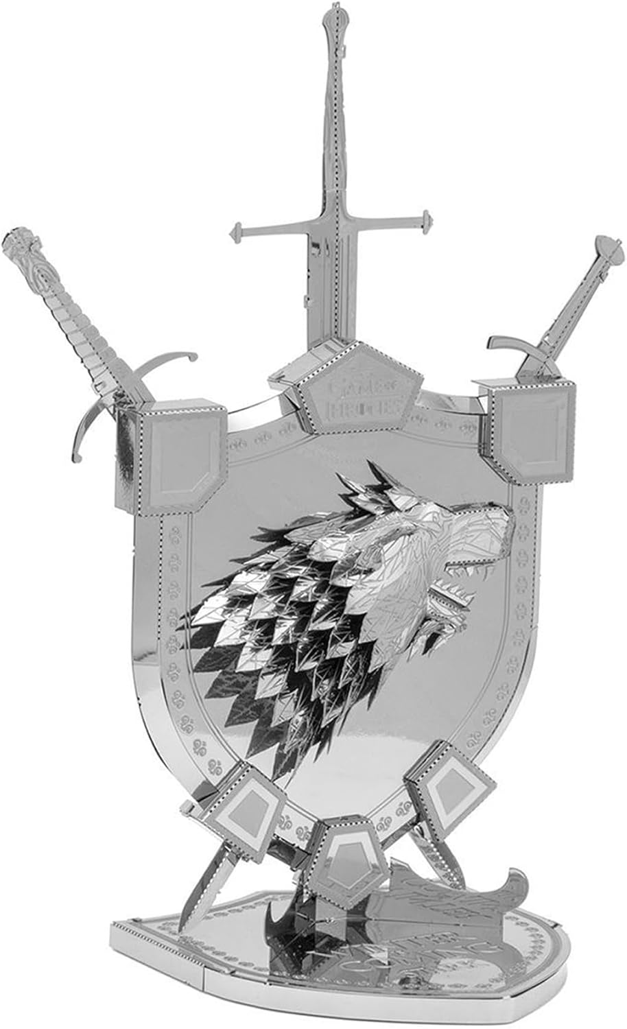 Alt View 2. Metal Earth - Metal Earth Premium Series Game of Thrones House Stark Sigil 3D Metal Model Kit Fascinations - Silver.