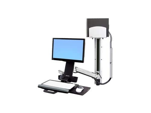 Ergotron - StyleView 45-271-026 Monitor Arm - Sit-Stand Combo System - Monitor, CPU, Keyboard, Mouse Hol - Polished Aluminum, Black