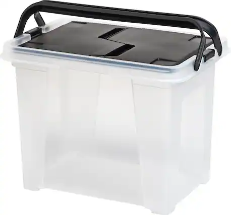 Front. IRIS USA - IRIS USA Portable Letter Size File Box with Handle for Hanging Folders.