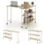 Alt View 1. Costway - 360° Rotatable Sofa Side Table L-shaped Laptop Desk Snack Table withShelf Patented - Natural.
